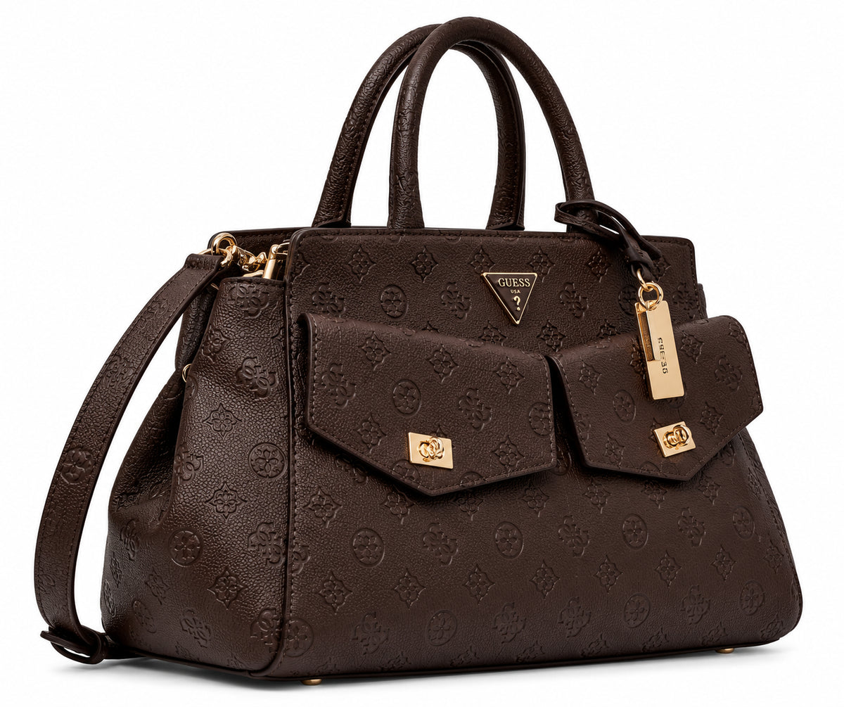 Borsa satchel Guess Blake grande logo donna