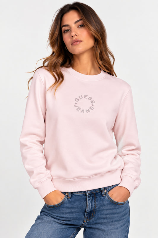 Felpa girocollo stampa donna Guess Jeans cotone
