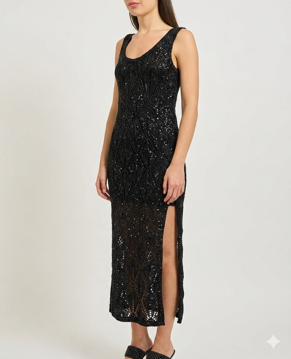 Abito donna MARKUP lungo traforato maglia crochet