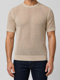 T-shirt MARKUP uomo crochet misto lino girocollo