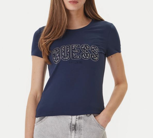 T-shirt Guess donna logo pizzo cotone