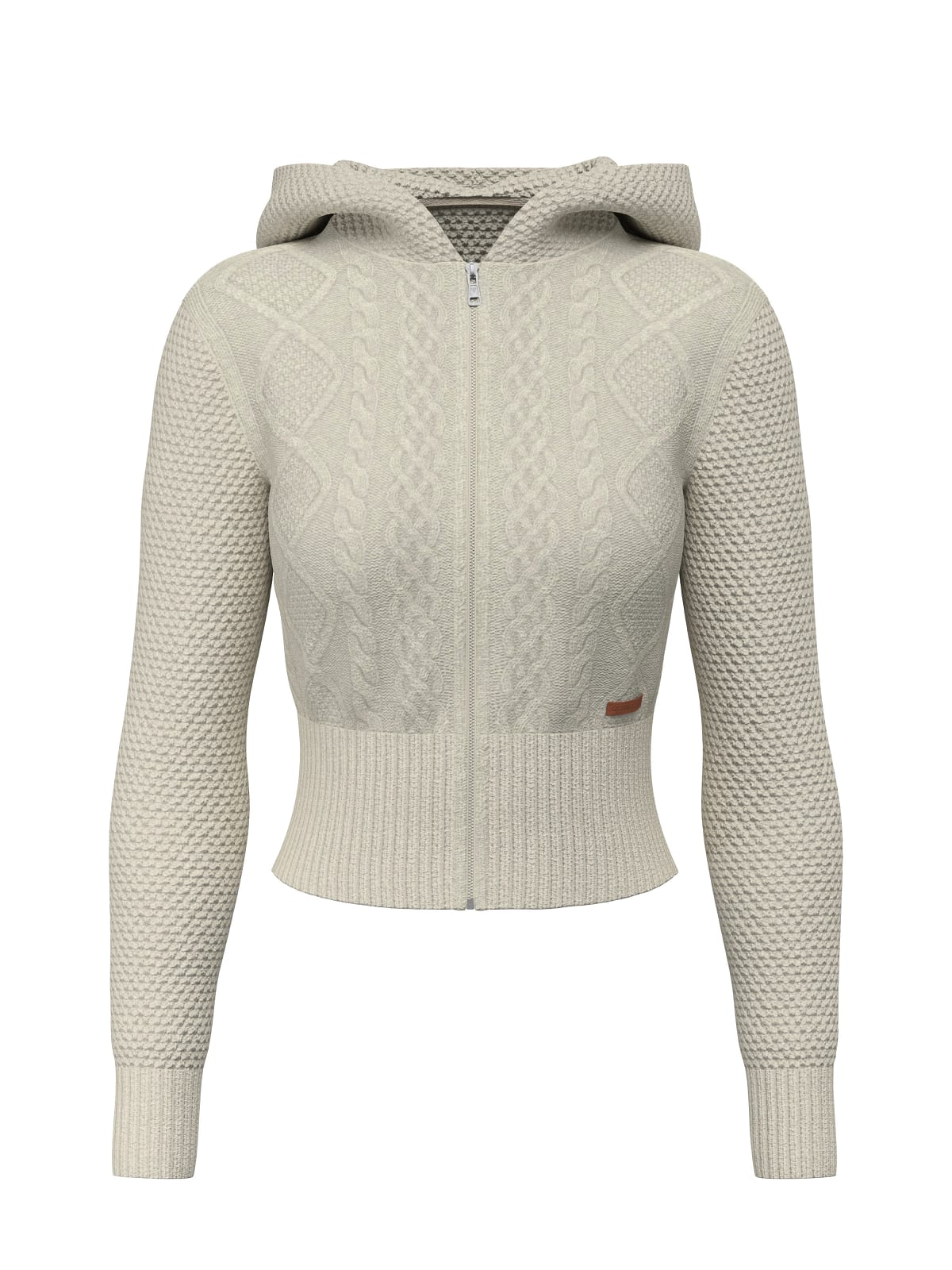 Maglione Guess Jeans donna cappuccio zip trecce