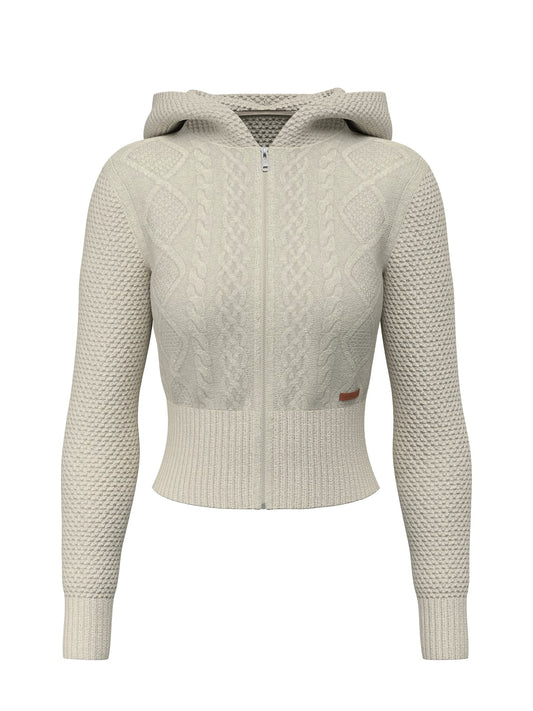 Maglione Guess Jeans donna cappuccio zip trecce