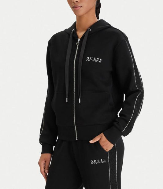 Felpa Guess scuba zip cappuccio donna nero