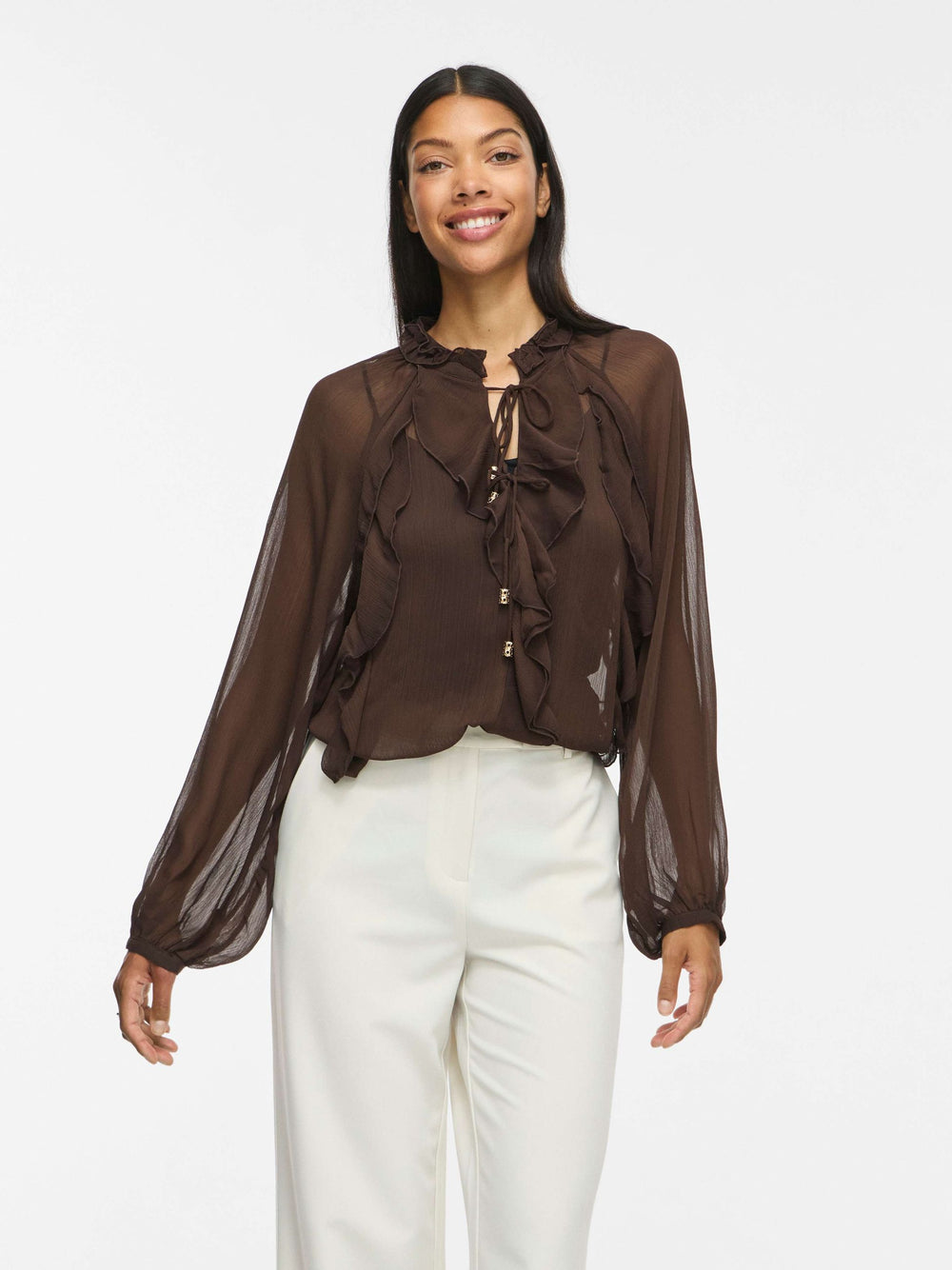 Blusa VILA donna scollo chiuso tessuto fluido