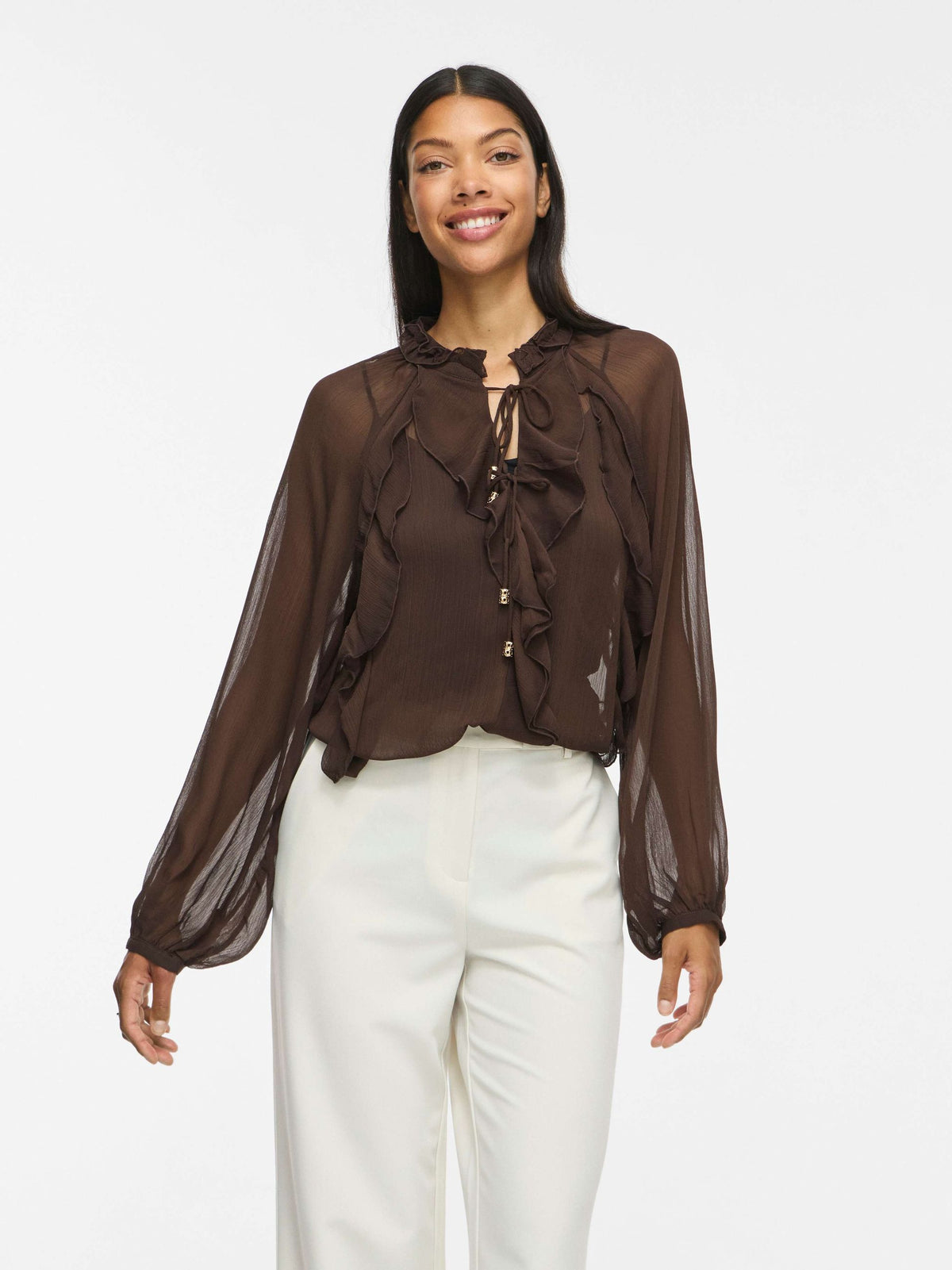 Blusa VILA donna scollo chiuso tessuto fluido