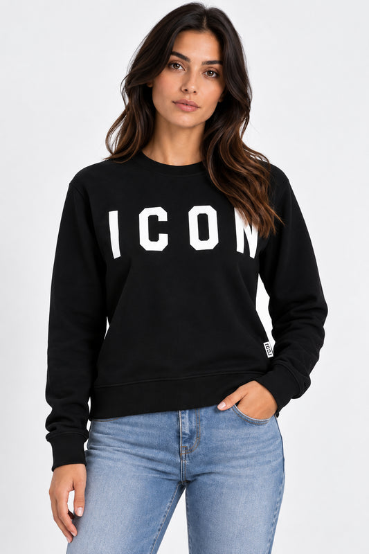 Felpa girocollo Icon donna logo grande cotone