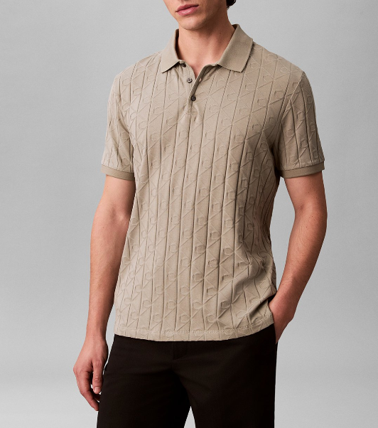 Polo uomomanica corta Calvin Klein cotone mercerizzato forest fog