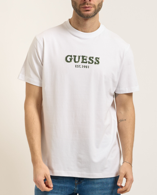 T-shirt Guess uomo logo contrast cotone
