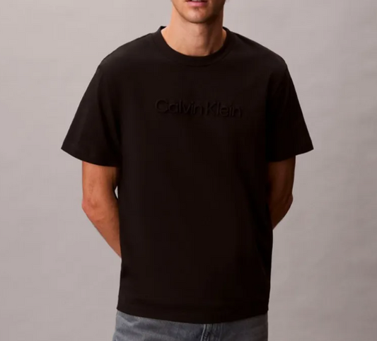 T-shirt Calvin Klein uomo logo centrale cotone girocollo manica corta black