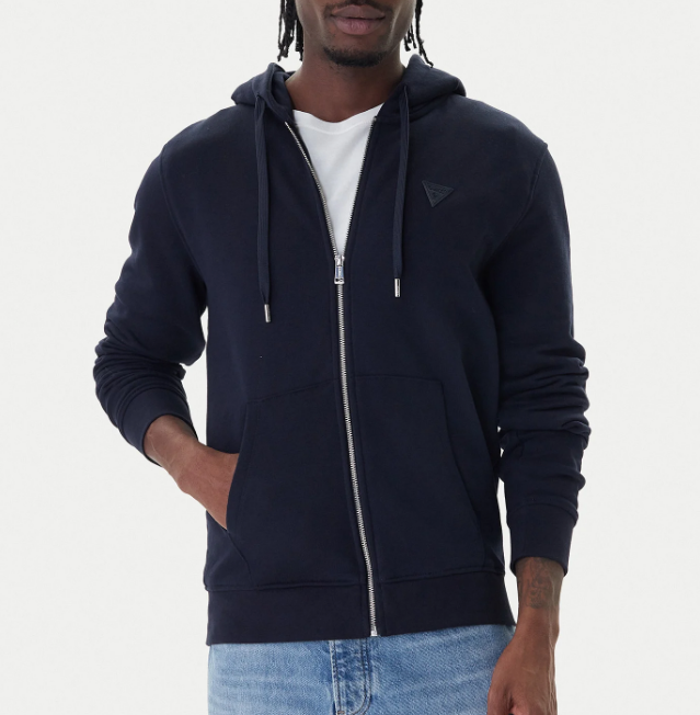 Felpa cappuccio Guess uomo zip cotone