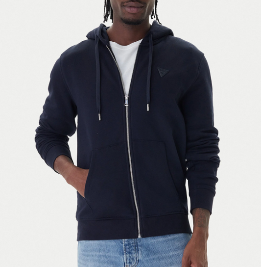 Felpa cappuccio Guess uomo zip cotone