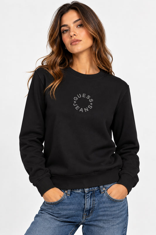 Felpa girocollo stampa donna Guess Jeans cotone