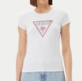 T-shirt Guess donna Triangle strass cotone