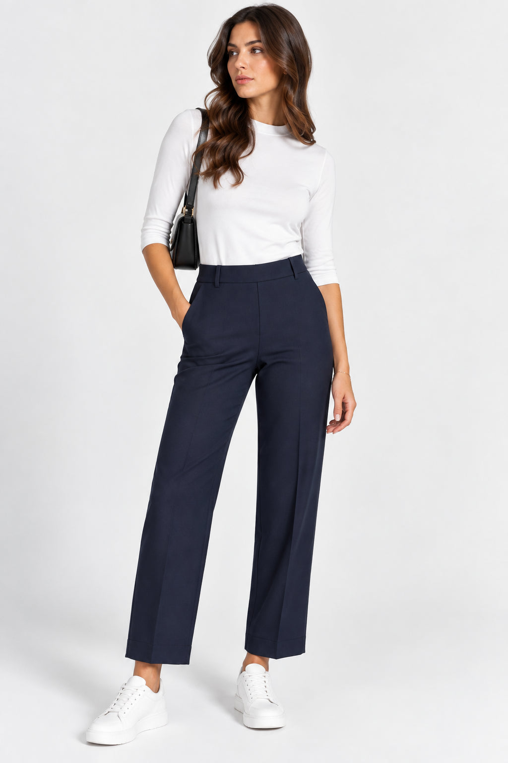 Pantalone dritto donna Ragno Compact tasche vita elastica