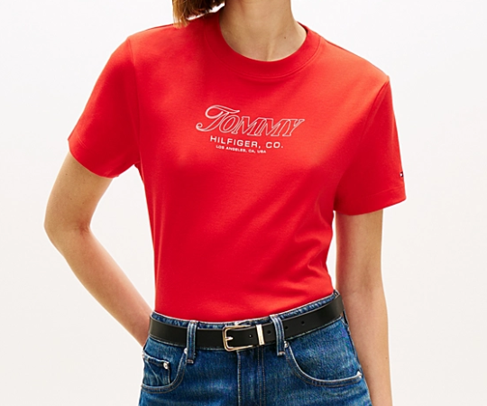 T-shirt Tommy Hilfiger Donna Tilt Graphic Cotone Regular Fit