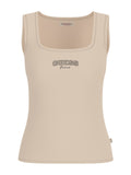 Top Guess Jeans donna slim costina ricamo logo