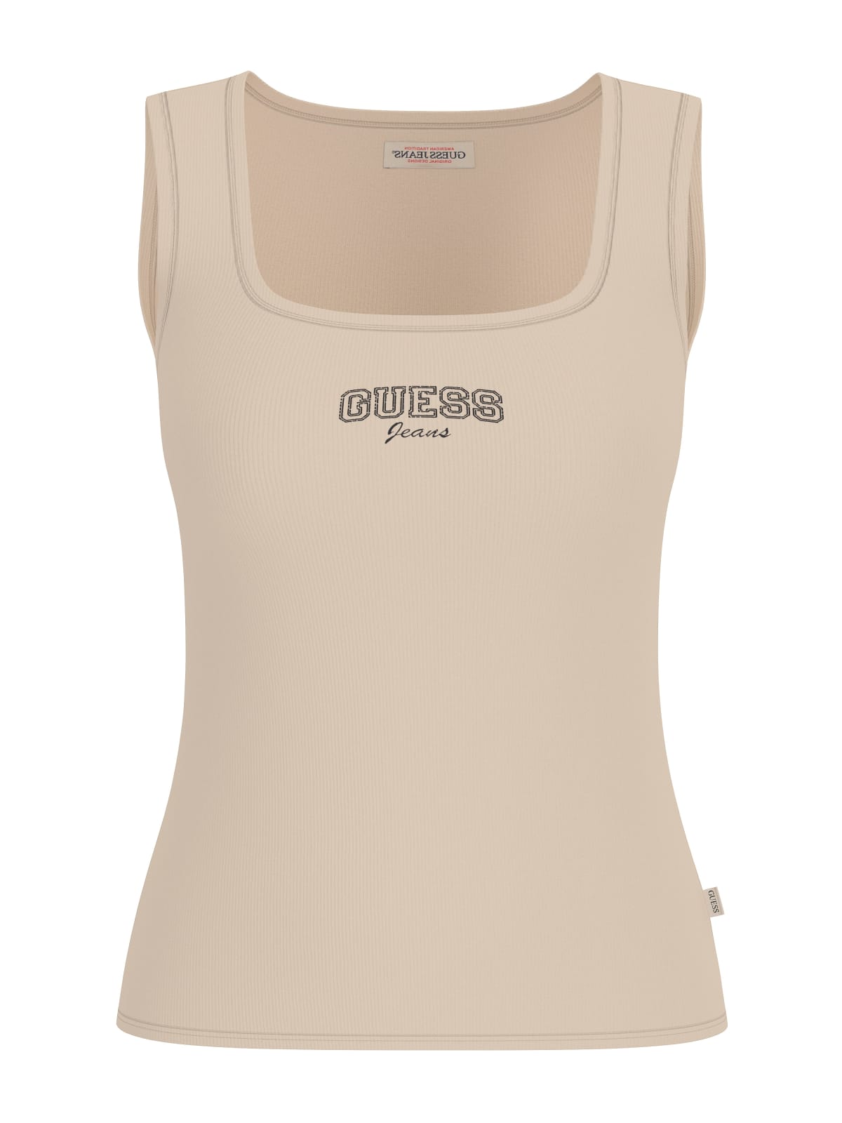 Top Guess Jeans donna slim costina ricamo logo