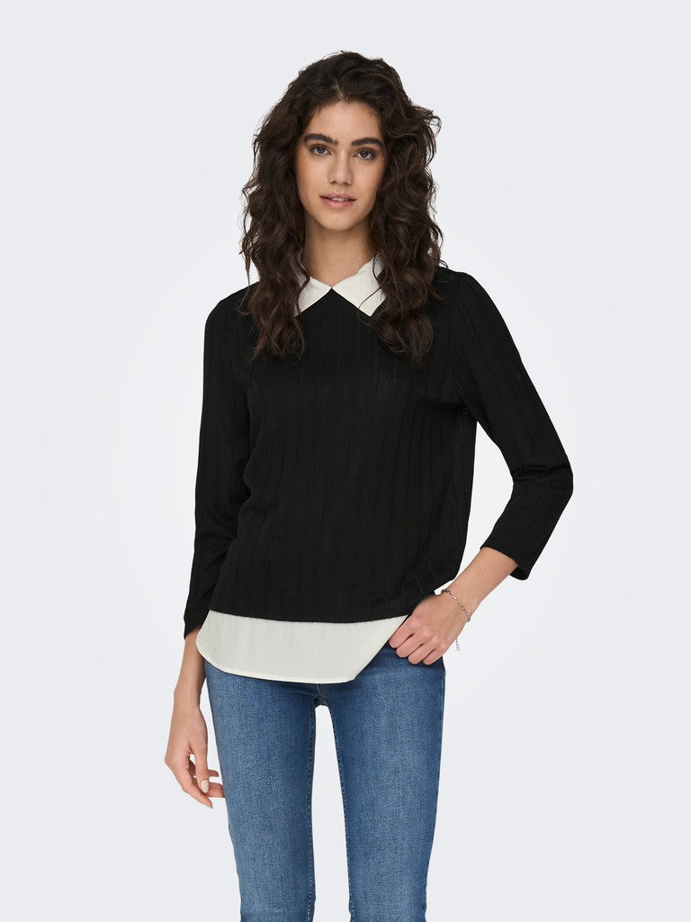 Blusa donna JDY scollo aperto costine