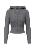 Maglione Guess Jeans donna cappuccio zip trecce